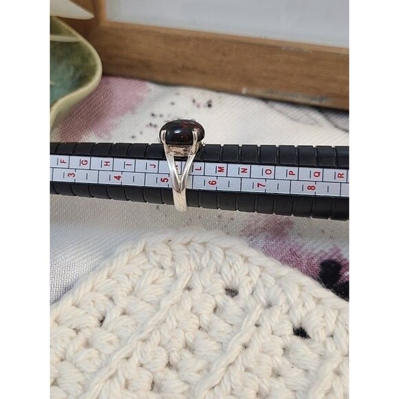 Sterling Silver Black Opal Ring Size 5.25 Prong Set Oval Gemstone Jewelry - Picture 6 of 12